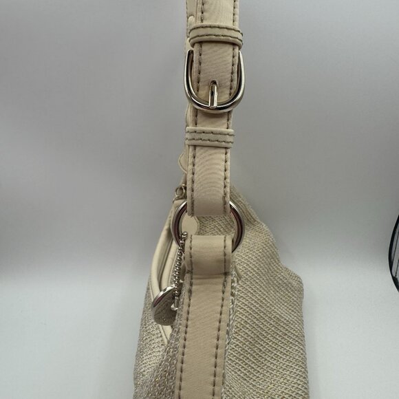 The Sak Hobo Beige Cream Woven Crochet Shoulder Hobo Bag Purse Metallic Gold - Picture 12 of 15
